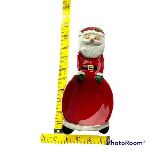 Ceramic Spoon Rest Hand Painted Christmas Santa Decor Red White Multi Color - Picture 8 of 9